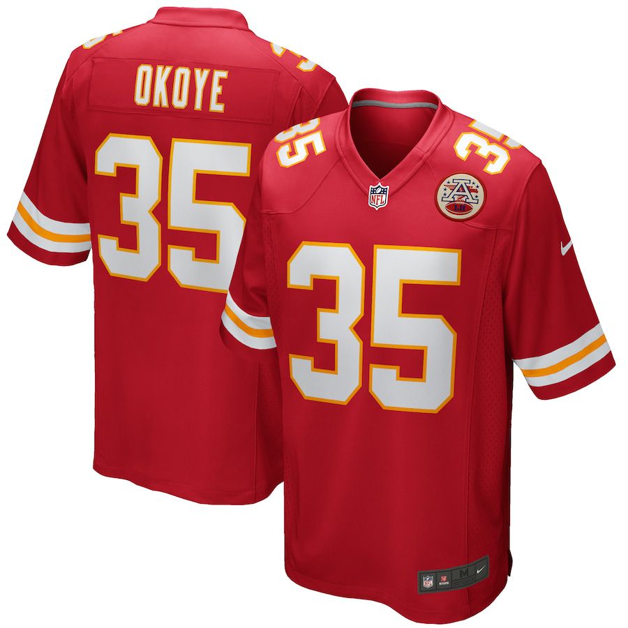 Men Kansas City Chiefs #35 Christian Okoye Nike Red Game Retired Player NFL Jersey